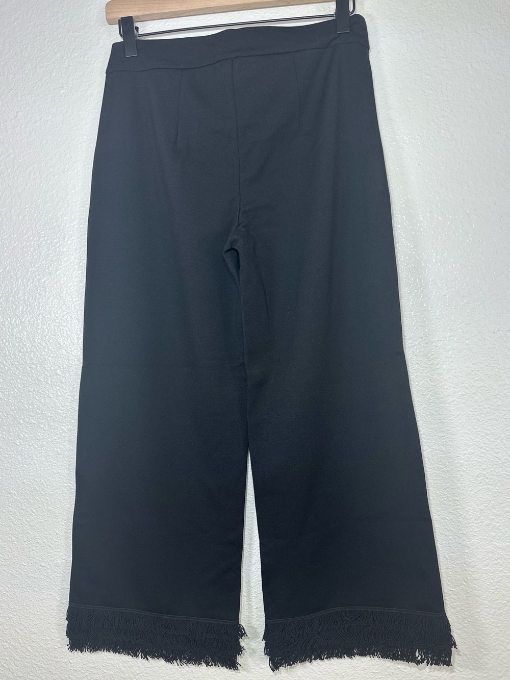 Lysse Black Pull On Fringe-Hem Cropped Wide-Leg Pants Women’s Small - Picture 3 of 8